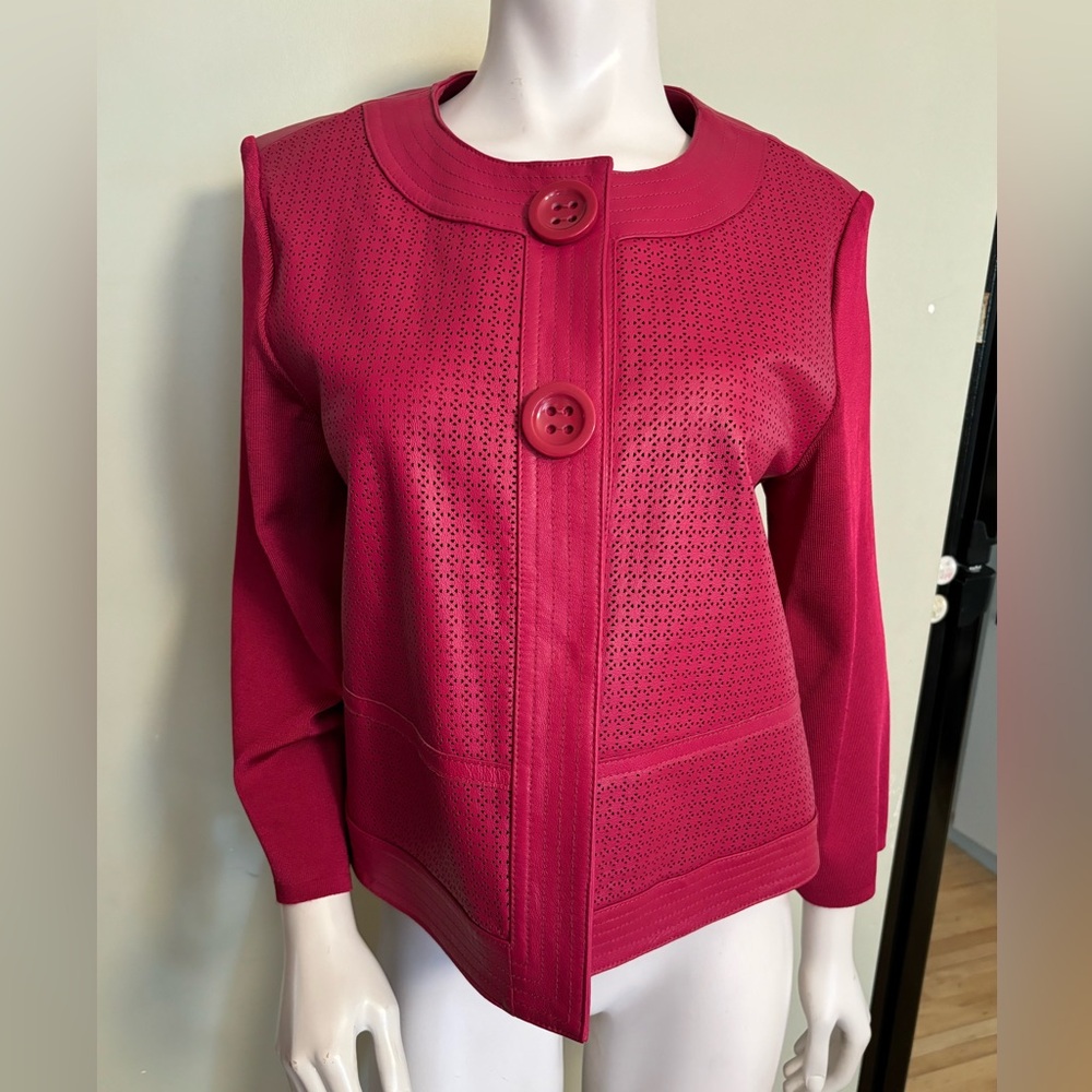 Hot Pink Nygard leather and knit fabric Blazer/Jacket